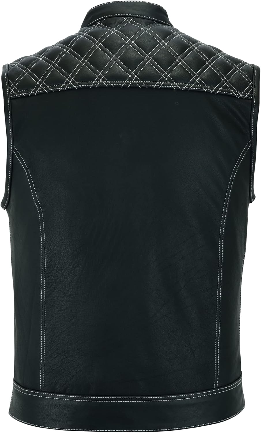 Leatherick Groove Club Herren-Motorradweste aus schwarzem Leder – Bikerweste 64 Schwarz, 64 Schwarz