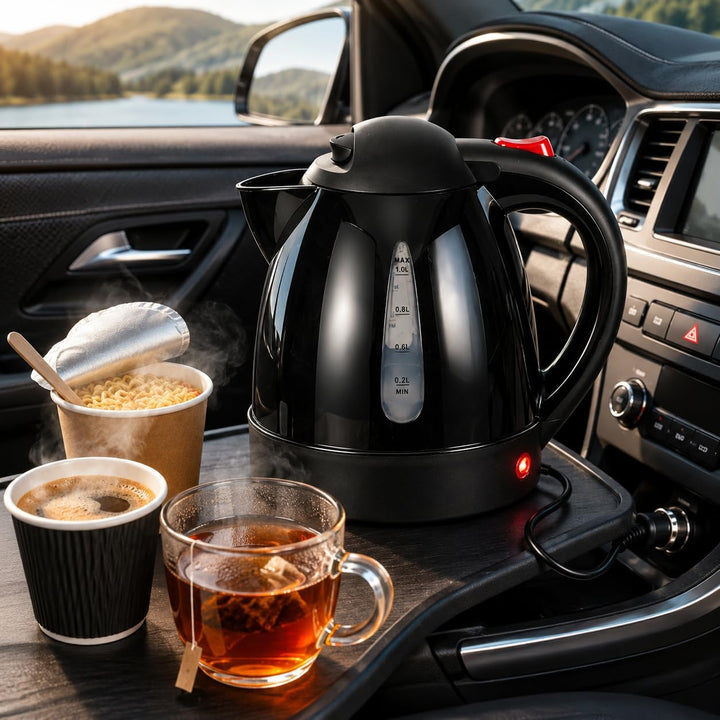 Auto Wasserkocher 1L Tragbare Reisekocher für Auto Reisen Camping mit automatischer Abschaltung aus