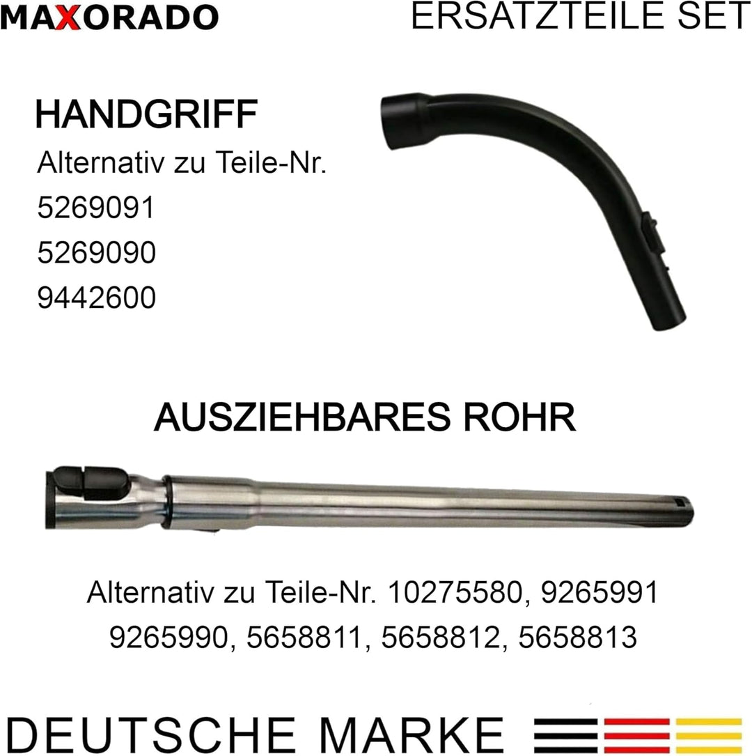 Teleskoprohr mit Einrastfunktion + Handgriff Griff für Miele S381 Tango Plus S 381 S371 S 371 Staubs