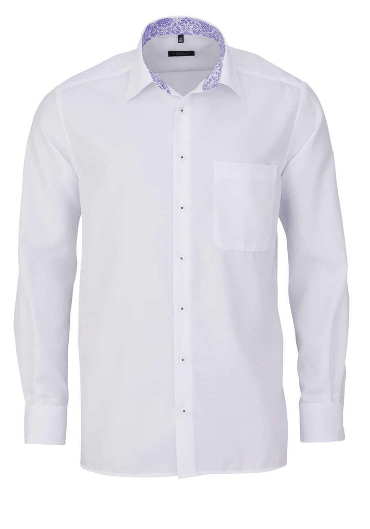eterna Comfort Fit Hemd Langarm New Kent Kragen Struktur weiss Grösse 54
