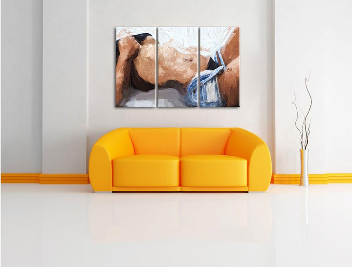 Pixxprint Sexy Frau mit schönem Körper als Leinwandbild/Grösse: 3 Teilig (120x80) cm/Wandbild/Kunstd