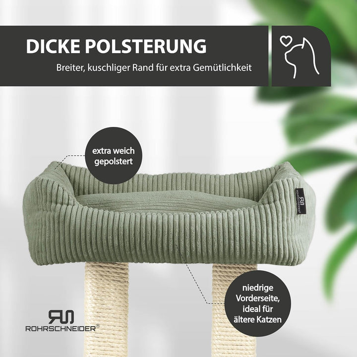 Rohrschneider moderner Kratzbaum Wolly | Made in Germany | Kleiner Katzenbaum mit 2 Breiten Kratzsäu