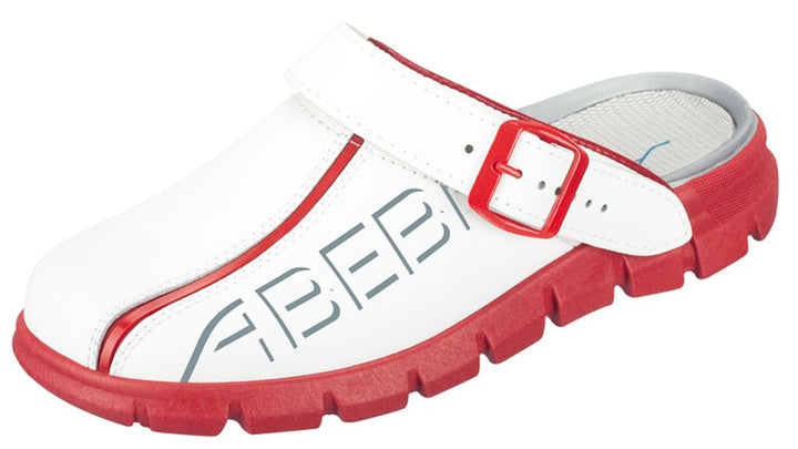 Abeba Berufsschuh-Clog 7313-38 Dynamic Clog Arbeitsschuh, weiss/rot mit Aufdruck 38 EU, 38 EU