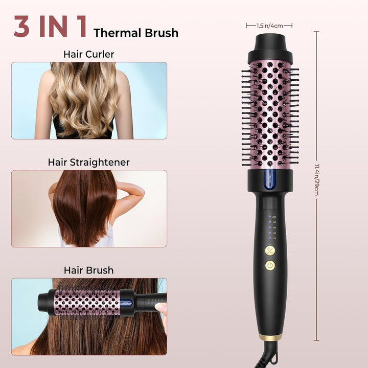 Thermal Brush 38MM Ionen Keramik Thermobürste [130-200°C] mit 5 Temperaturstufen Doppel-PTC Schnellh