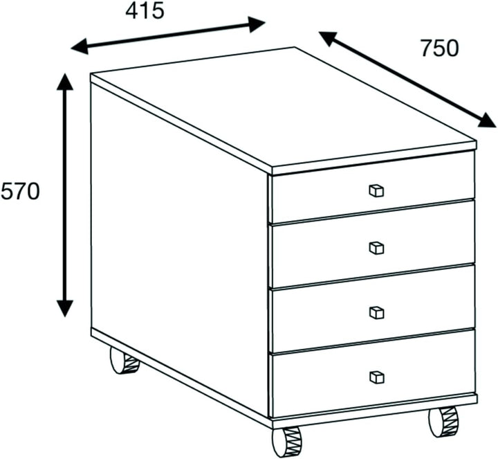 VCM Rollcontainer | Beistellcontainer mit Schubladen | Masse ca. H. 57 x B. 42 x T. 75 cm | Bürocont