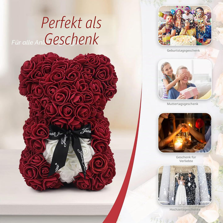 ROSEBEWU Hugz Rose Teddybär, 25,4 cm, über 250 Dutzend künstliche Blumen, einzigartige Geschenke, Ge