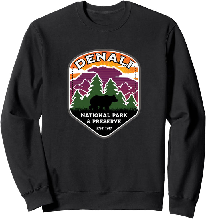 Denali National Park &amp; Preserve Alaska Hiking Camping Bear Sweatshirt