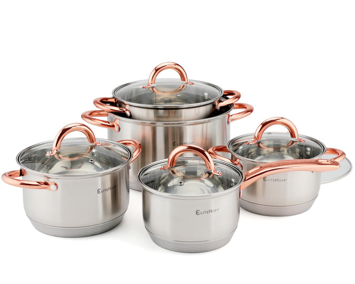 EliteHoff Topfset Induktion, Kochtopf Set mit Glasdeckel, 7-lagiger Edelstahl Topf- & Pfannensets mi