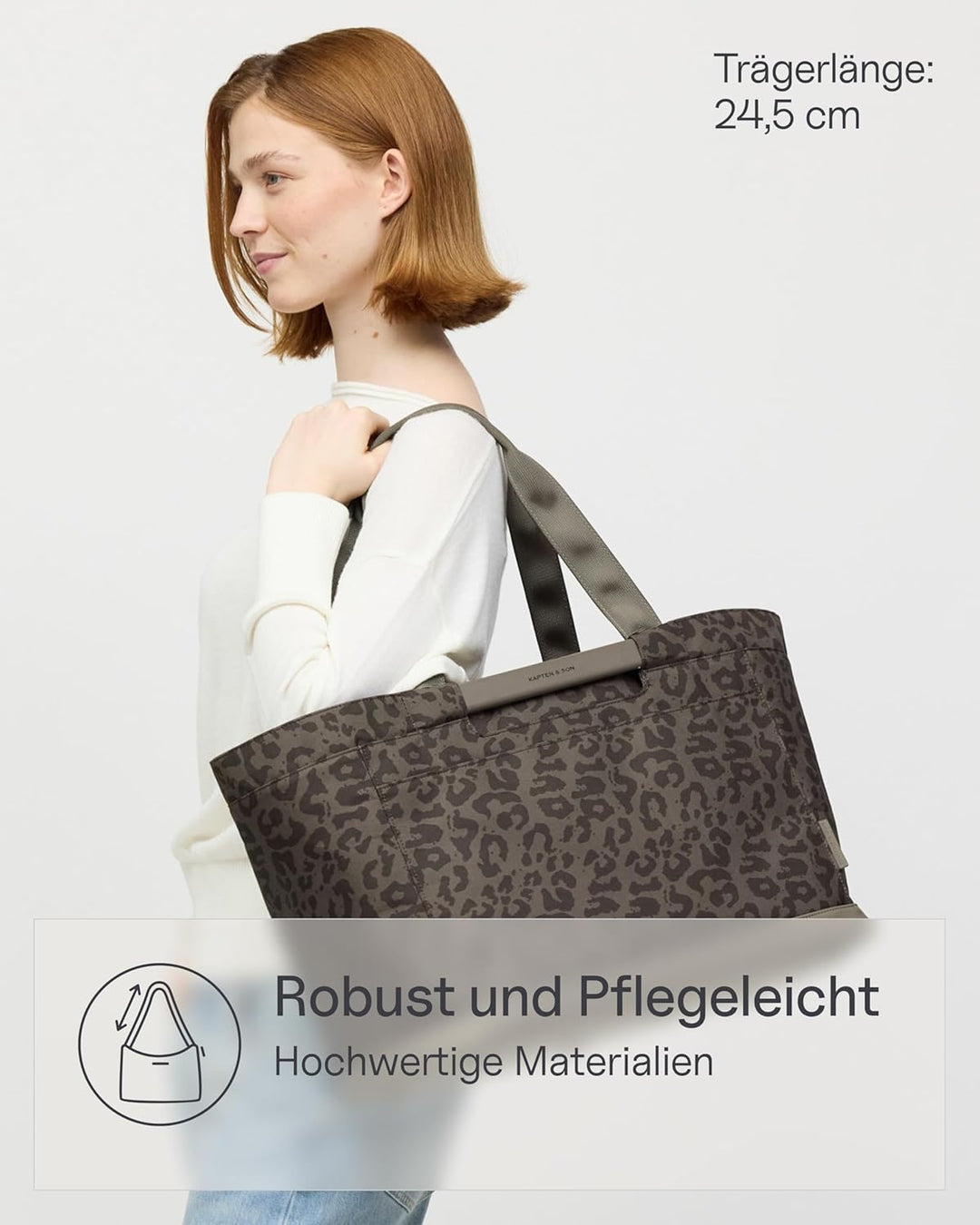 Kapten &amp; Son Vaasa Einkaufskorb faltbar Leo Dark Brown 25 L | Korb Leo Muster | Inklusive Einkaufswa