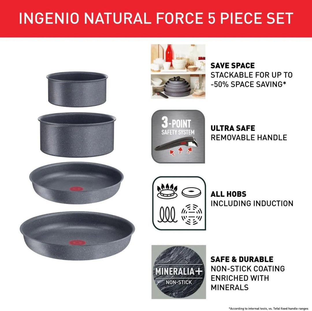TEFAL Ingenio Natural Force L3969053 - Pfannen-Set (5-teilig)