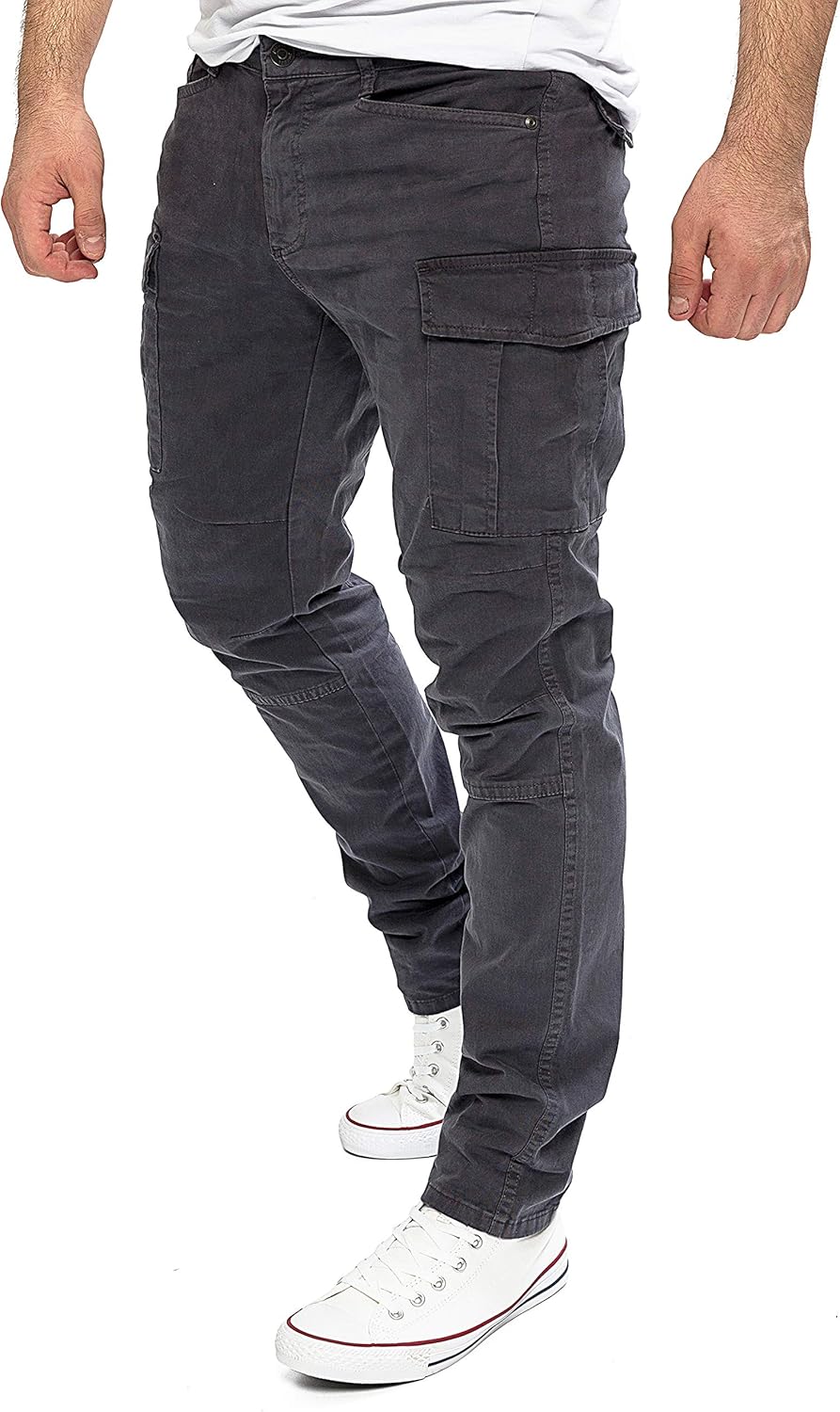 Yazubi Jayden - Herren Cargo Hose - Baumwoll Cargo Jeans 28W / 32L Grau (Nine Iron 193908), 28W / 32