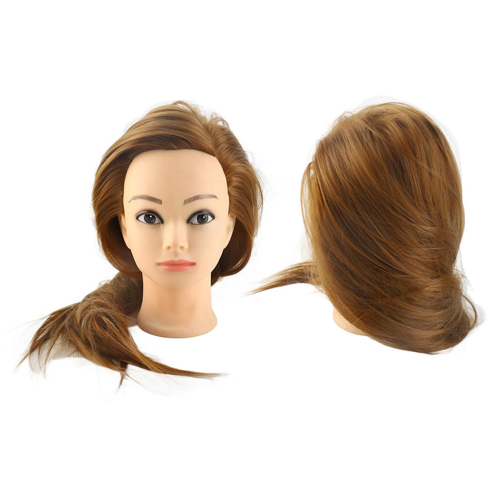 Frisierkopf, Blonder Mannequin-Kopf aus Echthaar mit Ständer Schminkkopf Frisurenkopf Friseur-Übungs