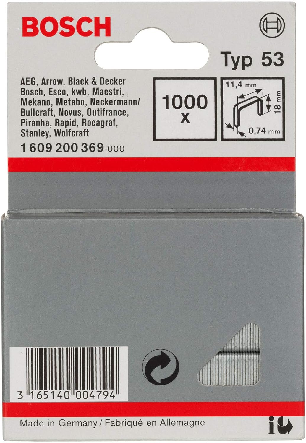 Bosch Professional Handtacker HT 14 (Holz, Klammertyp 53) &amp; Feindrahtklammer Typ 53 (für Textilien,