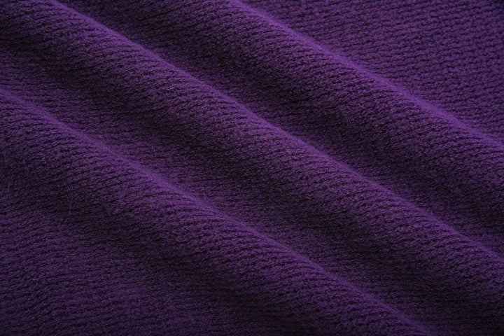 ZLYC Damen Weiche Schlichte Poncho Capes Retro Cardigans Pullover Violett, Violett
