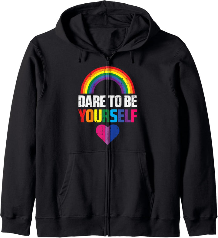 Dare To Be Yourself Bisexual Heart Cute Bi Pride Flag LGBTQ Kapuzenjacke