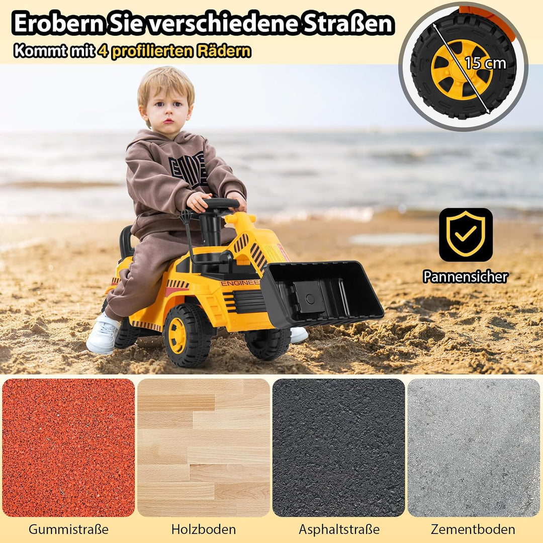 COSTWAY Bagger zum aufsitzen, Sitzbagger mit Verstellbarer Schaufel &amp; Stauraum unter Sitz, Kinderbag