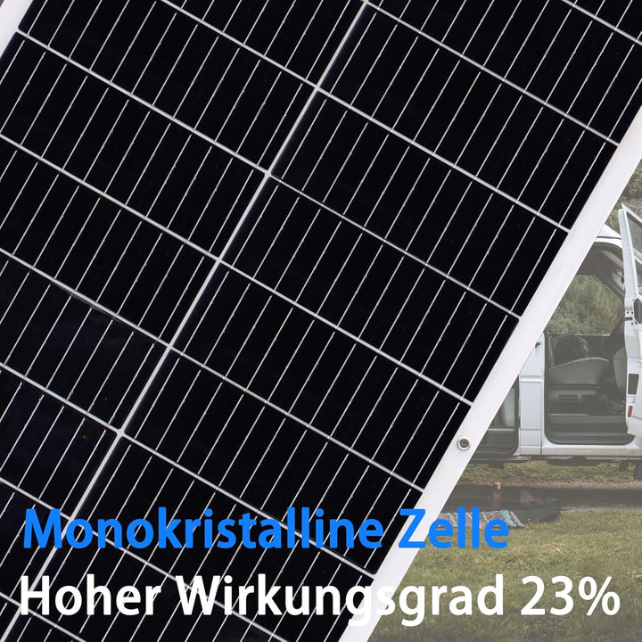 Solarpanel-Kit Flexibel 200W Monokristallines 2X100W Flexibles Solarmodul+20A 12V/24V Solarladeregle