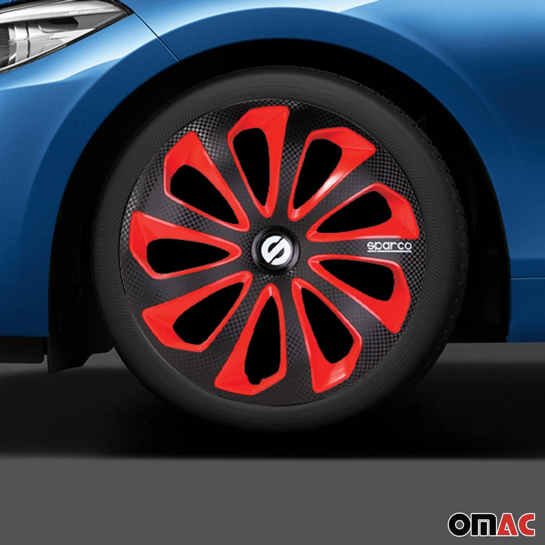 Satz Sparco Radzierblenden Sicilia 16-Zoll Schwarz/Rot/Karbon