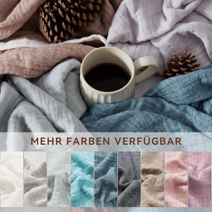 SE SOFTEXLY Musselin Decke aus 100% Baumwolle, 4-Lagige Atmungsaktive Weiche Kuscheldecke, GrosseSof