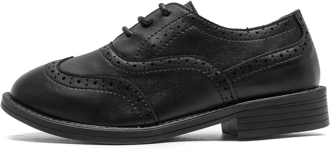 PPXID Jungen Schnürhalbschuhe Schule Oxfords Uniform Hochzeit Anzugschuhe 29 EU Schwarz, 29 EU Schwa