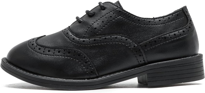 PPXID Jungen Schnürhalbschuhe Schule Oxfords Uniform Hochzeit Anzugschuhe 29 EU Schwarz, 29 EU Schwa