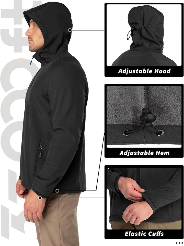 33,000ft Jacke Herren Wasserdichte Atmungsaktiv Softshelljacke - Übergangsjacke Winddichte Regenjack