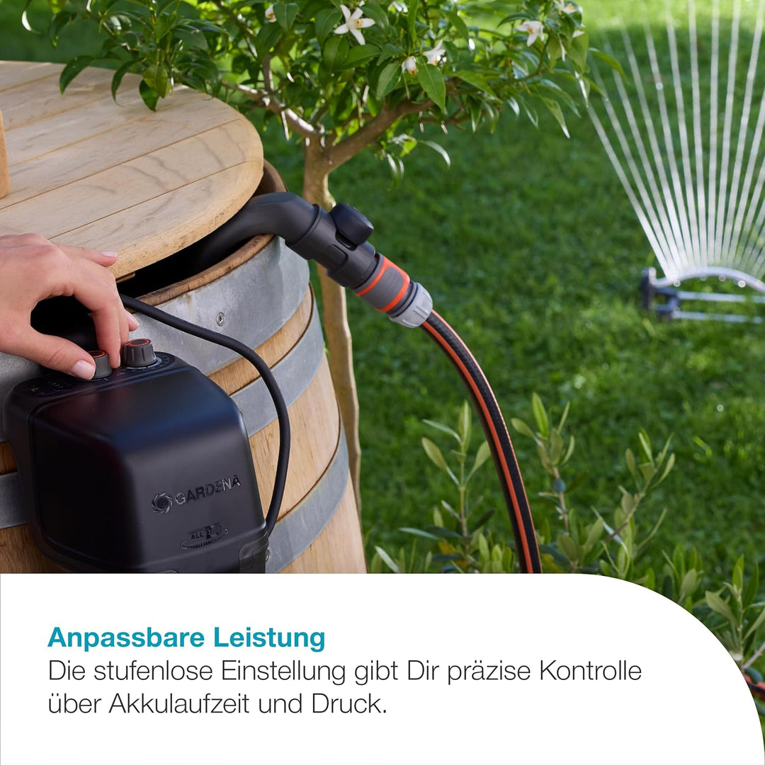 Gardena Akku-Regenfasspumpe 2400 ComfortAutomatic 18V P4A Ready-To-Use Set Pumpen: Automatik-Funktio
