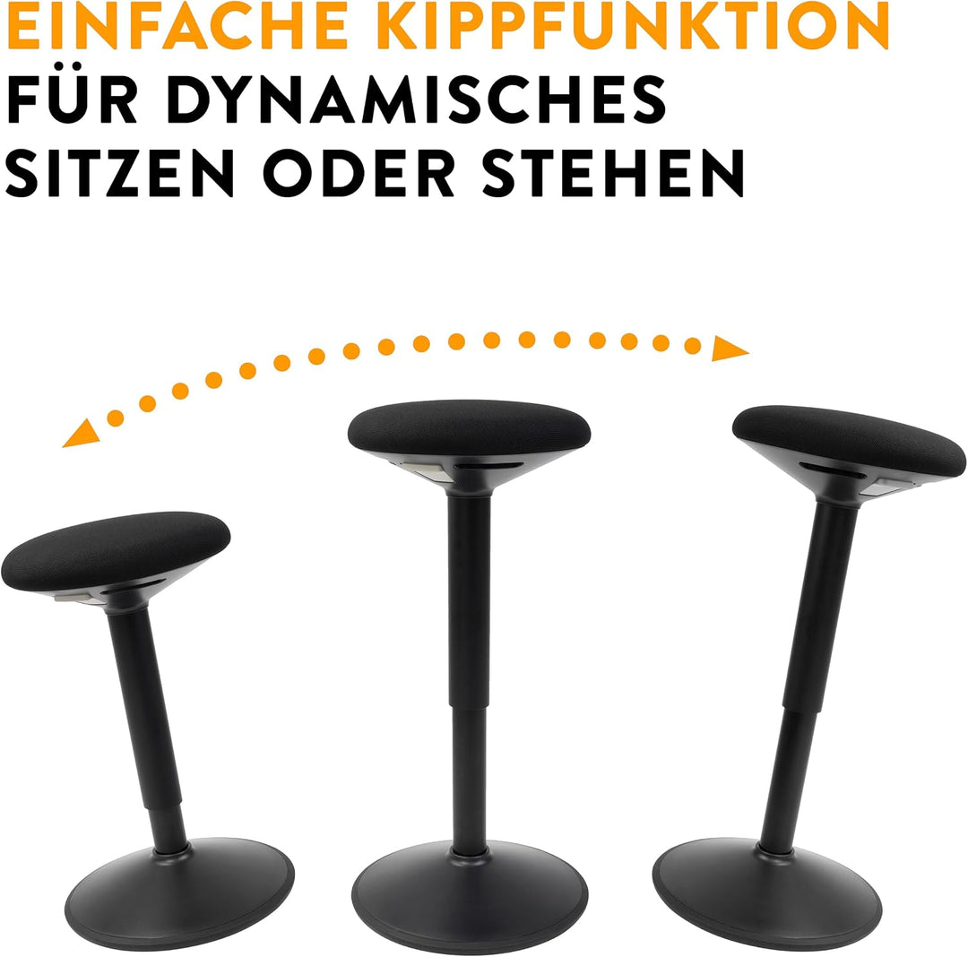 boho office® Stehhilfe, Sitzhilfe, Ergonomischer Hocker, Stehhocker, Stehsitz, Schwarz, Kunststoff,