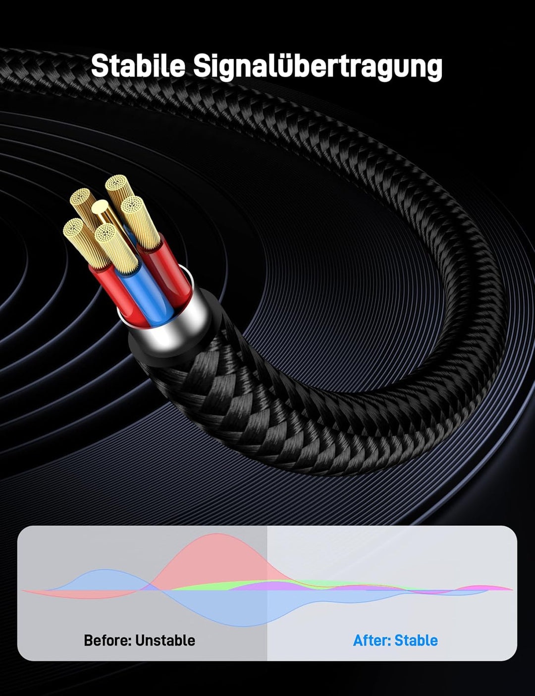 RCA zu 6,35mm Kabel, 5 m, robustes 6,35mm Stecker zu RCA Stecker Adapter Stereo Audio-Verbindungskab