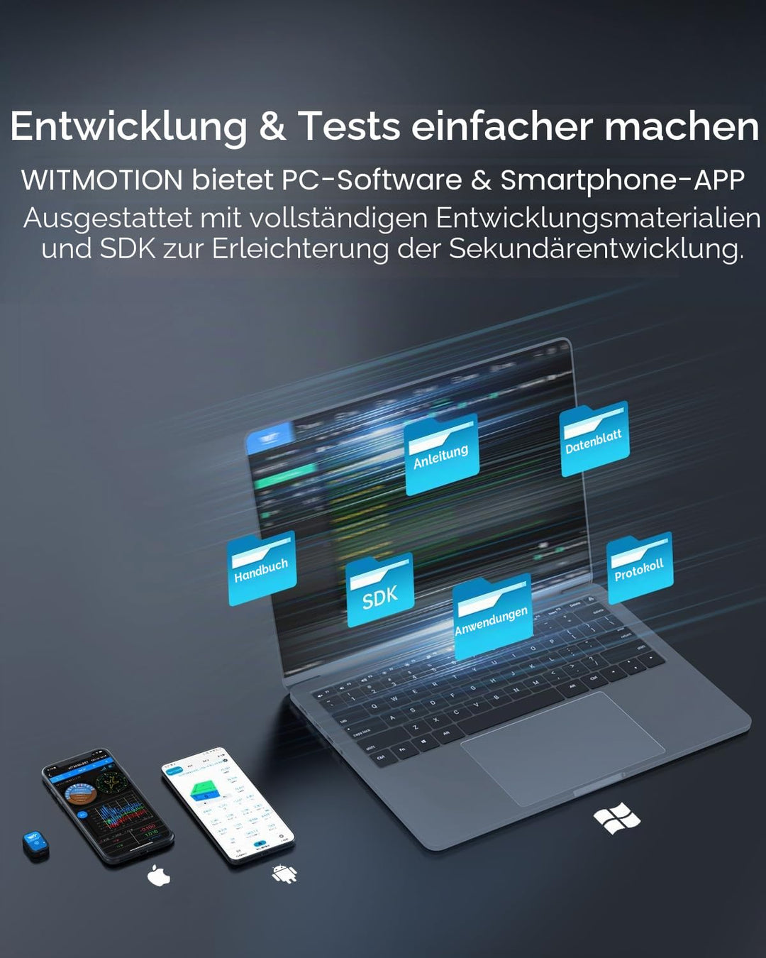 [Bluetooth Mini 5.0 Beschleunigungssensor + Neigungsmesser] WT9011DCL MPU9250 9-Achsen-Gyroskop Hoch