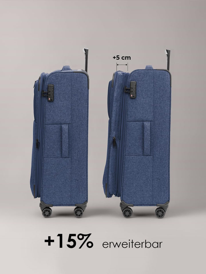 REDOLZ Koffer-Set 3-teilig für Damen & Herren | leichte & stabile Reise-Trolleys, hochwertiges Softc