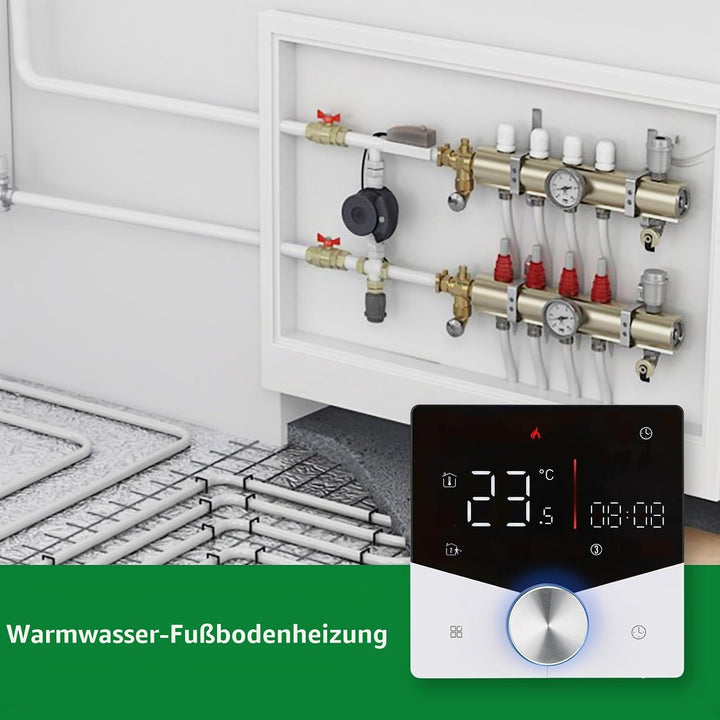 Wengart Matter Thermostat WG009, Smart WLAN Raumthermostat für Wassergeführte Fussbodenheizung, AC 2