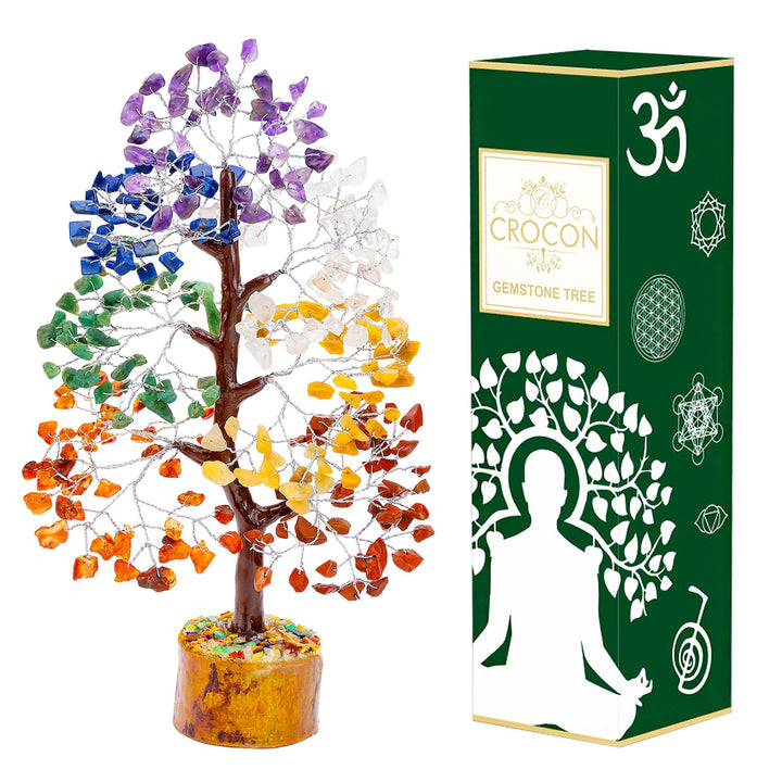 7 Chakra Tree of Life - Crystal Tree for Positive Energy, Feng Shui Decor - Handmade Gemstone Tree,
