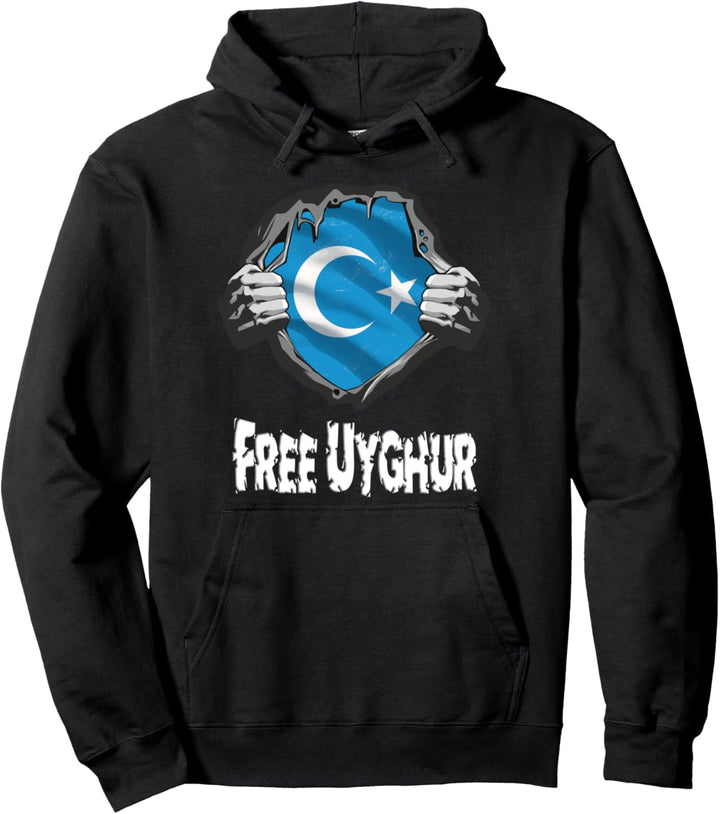 Uigurische Flagge Superhelden Kostüm Kostenlos Uiguren Pullover Hoodie