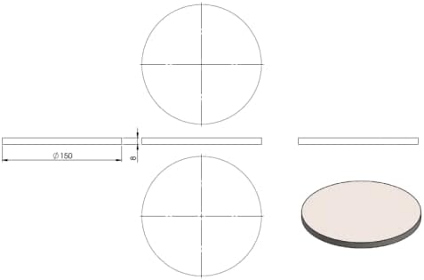 Ronde ø 150mm, Stärke 8mm, einseitig geschliffen, mit Rundschliff