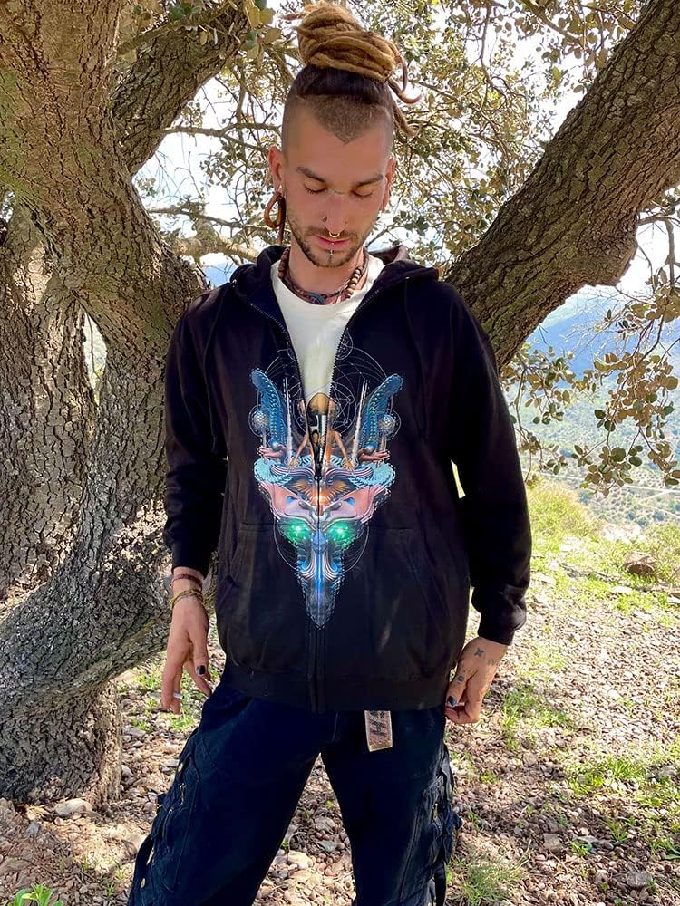 Fraktal Alien Zipper Hoodie schwarz (XXL), XXL