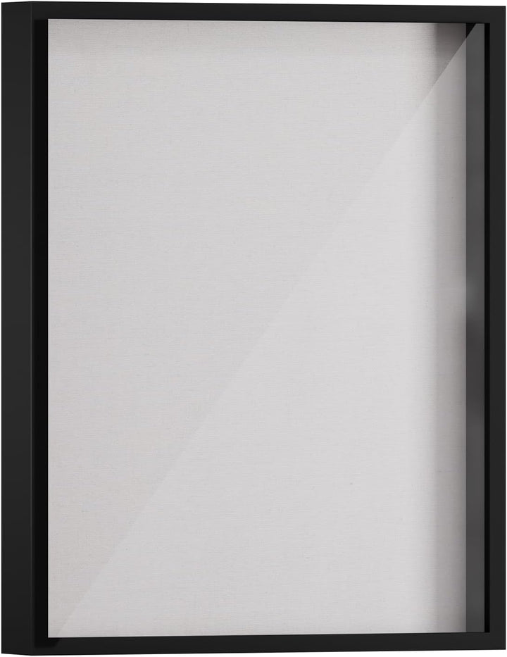 Muzilife 3D Bilderrahmen zum Befüllen Schwarz 40x50 cm, Holz Rahmen Objektrahmen Shadow Box mit Glas