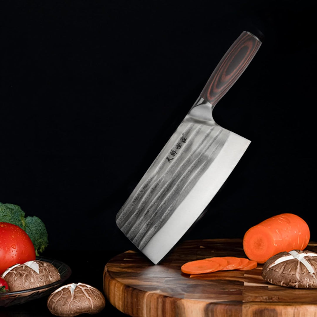 TJ POP Hackmesser Chinesisches Kochmesser Professionelles 18.8cm, Scharfer Fleischerbeil, 50CR15 Sta