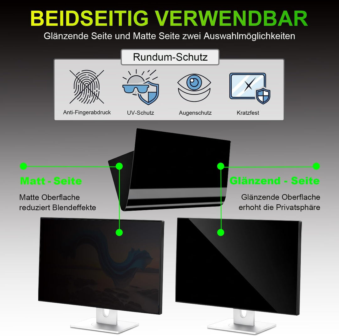 ruord Sichtschutzfolie für 21.5 Zoll 16:9 (47.7x26.8cm) Monitor - Blaulichtfilter & Blendschutz, Abn