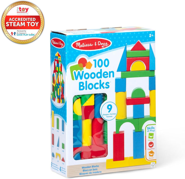 Melissa & Doug 10481 Holzbausteine (100 Teile) Standardverpackung Einzeln, Standardverpackung Einzel