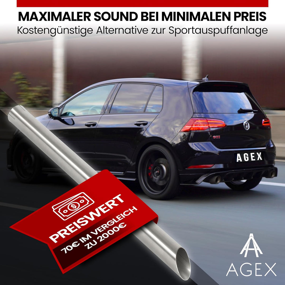 Mittelschalldämpfer MSD Attrappe für den VW Golf VII GTI Performance ab 2017 | Edelstahl gebürstet |