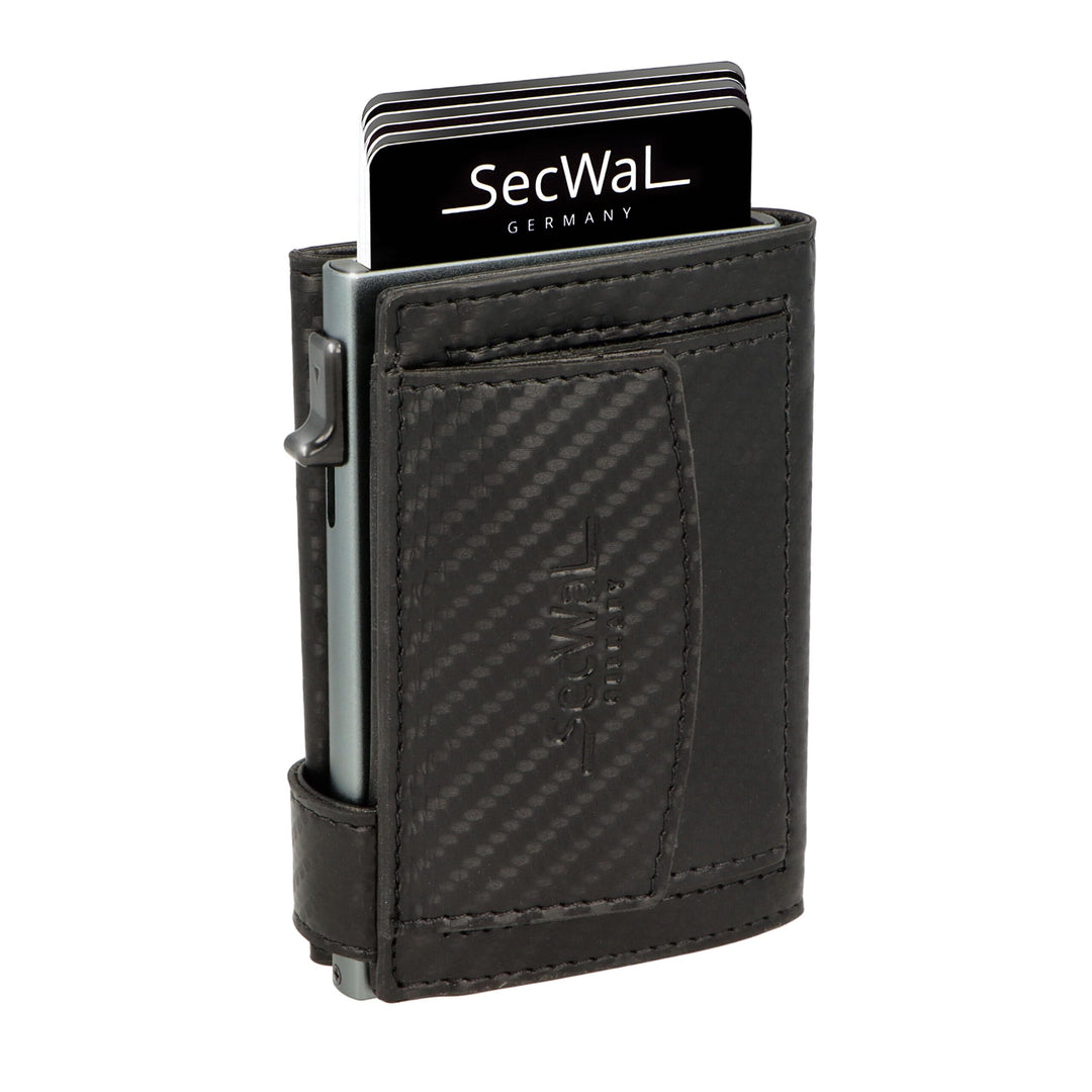 SecWal Kartenetui mit Münzfach Druckknopf inkl. Geschenkbox - Made in Germany - Echtleder Mini Geldb