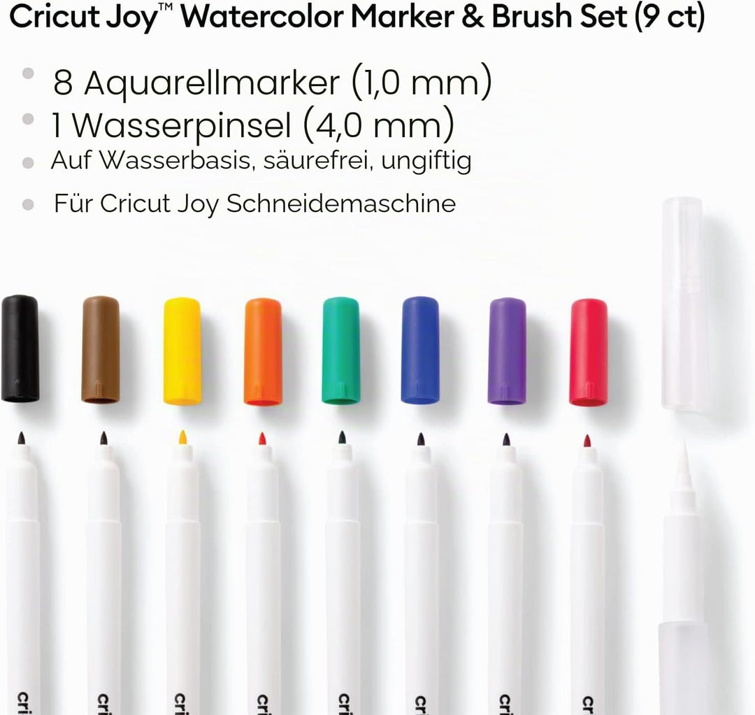 Cricut Watercolor Marker & Brush Set 8 Marker, 1 Wasserpinsel Erstellen Sie ein Aquarell Meisterwerk