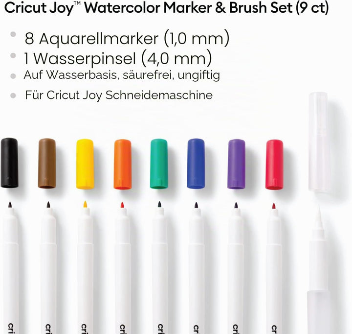 Cricut Watercolor Marker & Brush Set 8 Marker, 1 Wasserpinsel Erstellen Sie ein Aquarell Meisterwerk