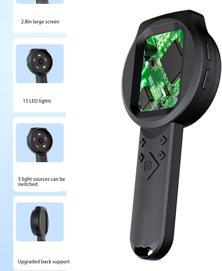 CCYLEZ 1000x Lupe mit Licht, 1000x Digital Lupe Handheld Digital Lupe, 2,8 -Zoll -HD -IPS -Bildschir