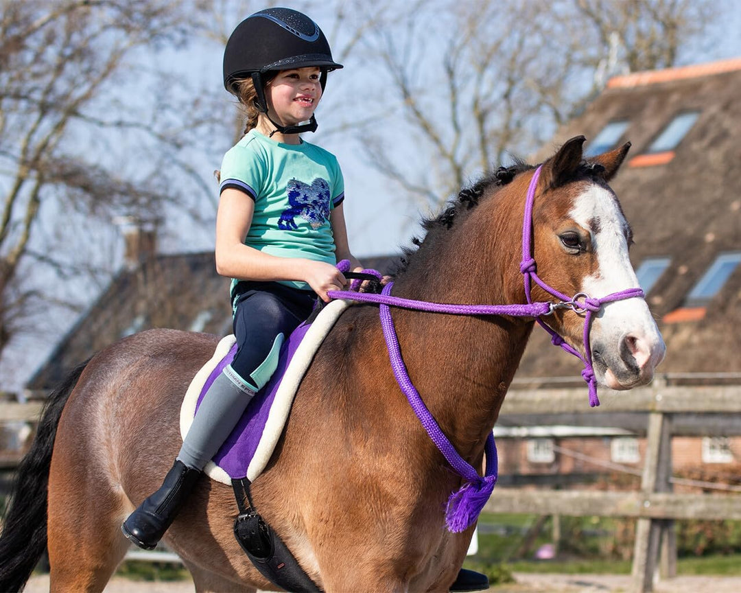 QHP Bareback Pad mit Kunstfell und Haltegriff (Shetty, Passion Flower) Shetty Passion flower, Shetty