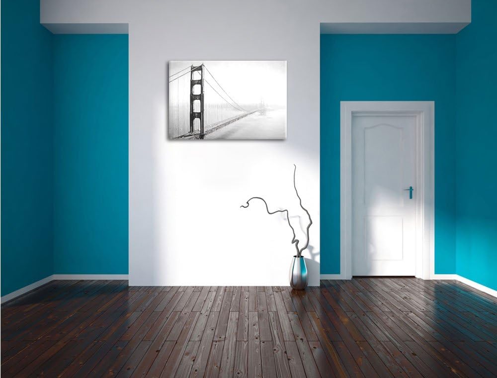 Pixxprint Golden Gate Bridge / 100x70cm Leinwandbild bespannt auf Holzrahmen/Wandbild Kunstdruck Dek