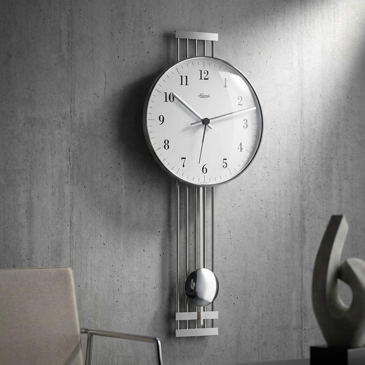Hermle Uhrenmanufaktur Wanduhr, Metall, Silber, 56cm x 24cm x 7cm