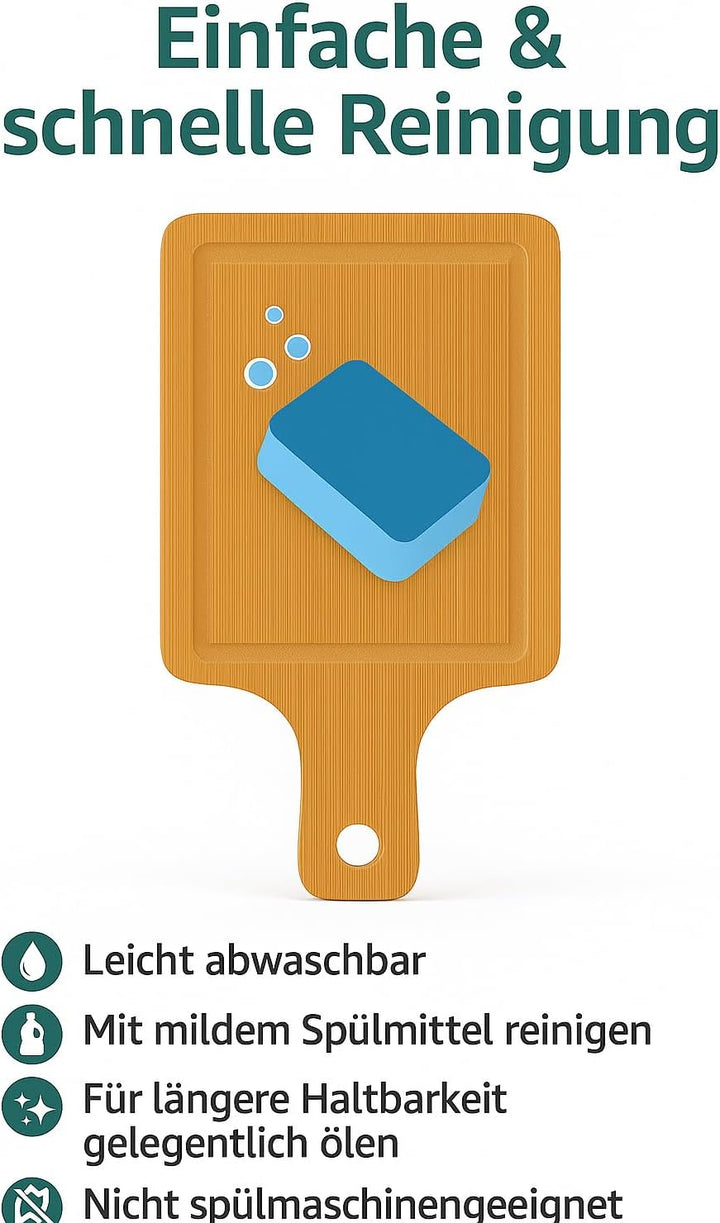 Hausleben Servierbrett Set 6er – 15×10 cm – Mini Bambus Schneidebrett mit Griff – Frühstücksbrettche