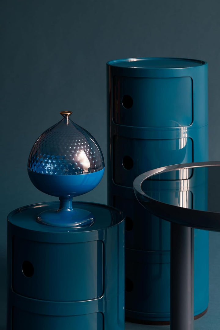Kartell Componibili, 4 Elements, Blau, Runde Basis 4-fächer Blau, 4-fächer Blau